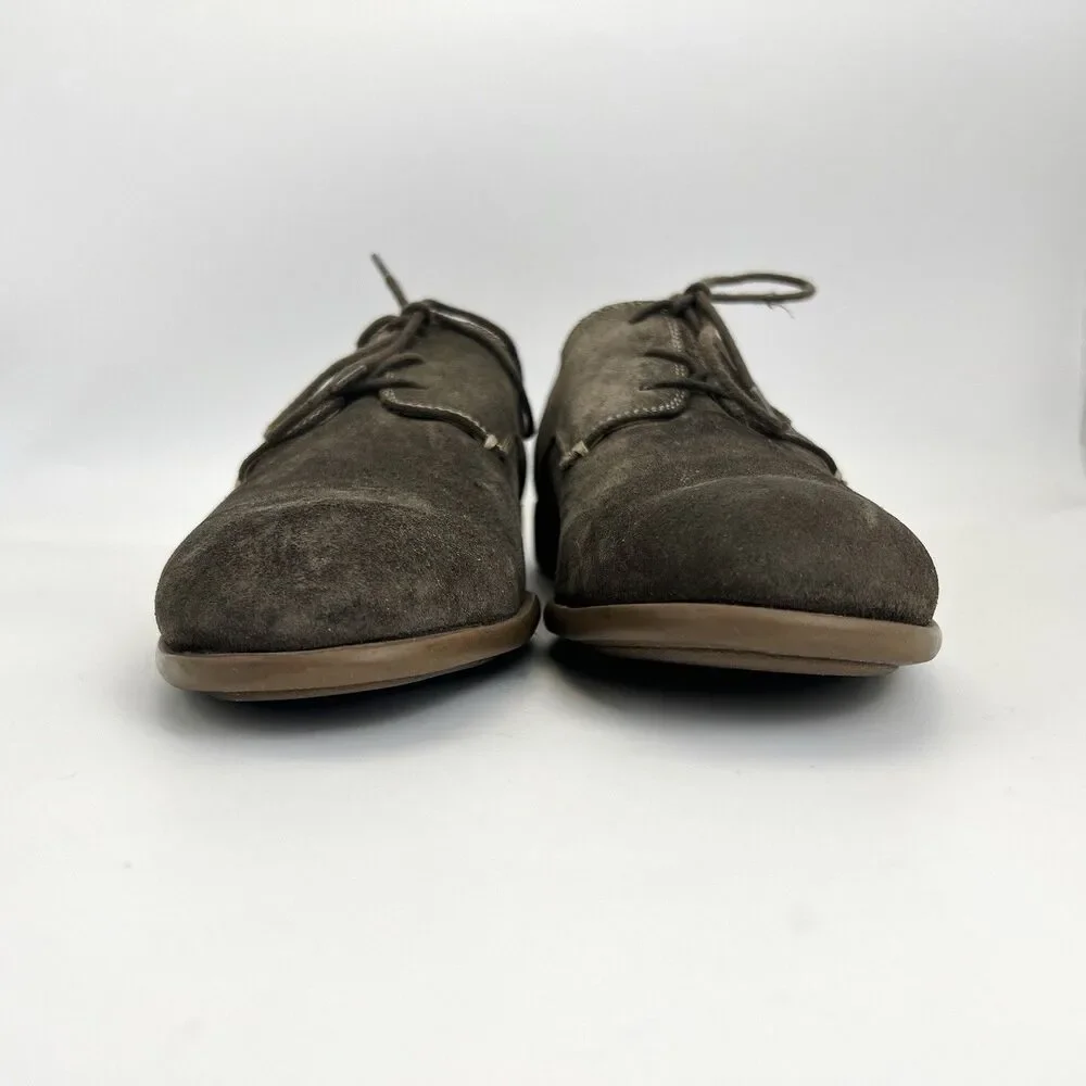 John Varvatos Dress Shoes Mens Sz 10 Gray Suede Derby Casual Lace Up Bluchers